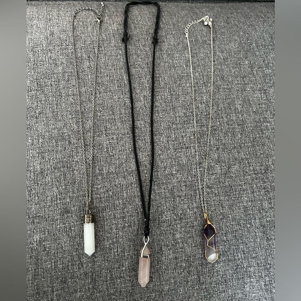 Lot of three crystal necklaces